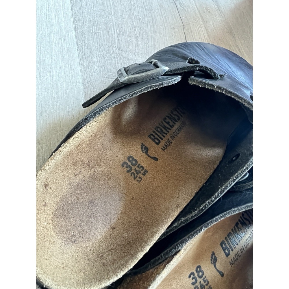 Birkenstock Boston Clog Shoes Womens 38 W7 M5 Black Leather - Picture 7 of 9